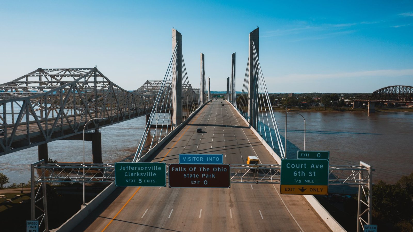 US interstate highway signage guiding commercial and courier traffic