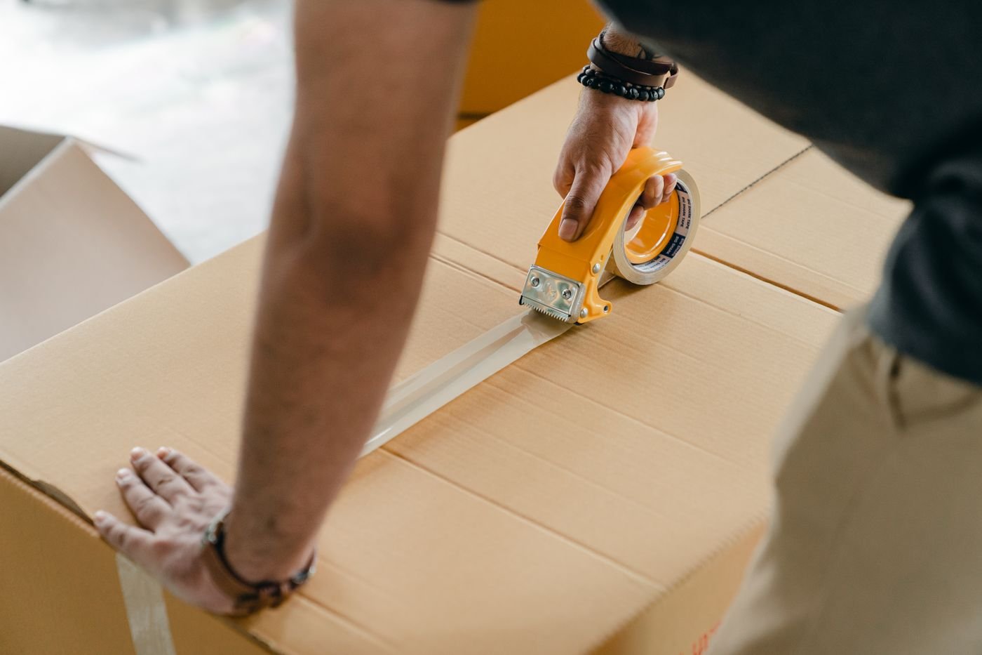 Packages organized carefully inside a courier van
